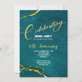 モダンなグリーンとゴールドの50周年招待状 招待状 (正面)