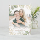 モダンなグリーンとゴールド セーブザデート (スタンド正面)