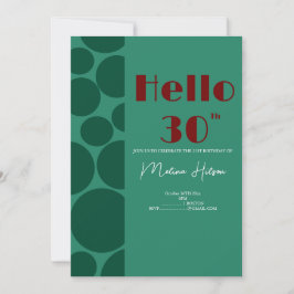 モダンなグリーンとバーガンディの誕生日招待状 招待状