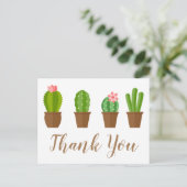 モダンなグリーンとピンクのサボテンイラスト - 素敵な感謝の気持ち ポストカード (スタンド正面)