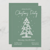 モダンなグリーンとホワイトのクリスマスパーティー招待状 シーズンカード (正面/裏面)