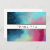 モダンなグリーンとレッドの宇宙ネビュラ水彩 ポストカード (正面/裏面)