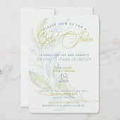 モダンなグリーンと水彩のカップル ベビーシャワー 招待状 (正面)