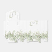 モダンなグリーンと葉のモノグラムウェディング フェイバーボックス (折り畳みなし)