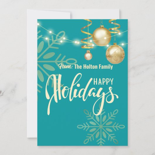 モダンなグリーンのクリスマスおめでとうございます 招待状 (正面)