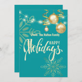 モダンなグリーンのクリスマスおめでとうございます 招待状 (正面/裏面)