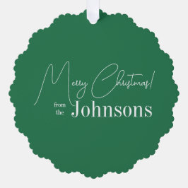 モダンなグリーンのクリスマスデザイン オーナメントカード