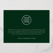 モダンなグリーンのコーポレートホリデー ゴールドホイルカード 箔シーズンカード (裏面)