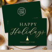 モダンなグリーンのコーポレートホリデー ゴールドホイルカード 箔シーズンカード