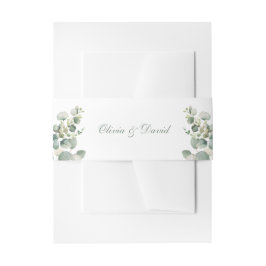 モダンなグリーンのユーカリの結婚式 招待状ベリーバンド