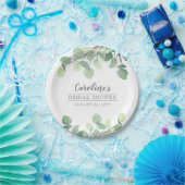 モダンなグリーンのユーカリ ブライダルシャワー ペーパープレート (パーティー)