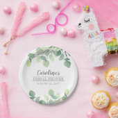 モダンなグリーンのユーカリ ブライダルシャワー ペーパープレート (パーティー)