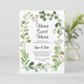 モダンなグリーンの新築パーティー招待状 招待状 (スタンド正面)