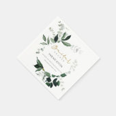 モダンなグリーンの葉のトロピカル フローラル ブライダル シャワー スタンダードカクテルナプキン (角)