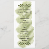 モダンなグリーンの葉のミニマルな結婚式のプログラム プログラム (正面)