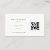 モダンなグリーンのQRコード名刺 名刺 (裏面)