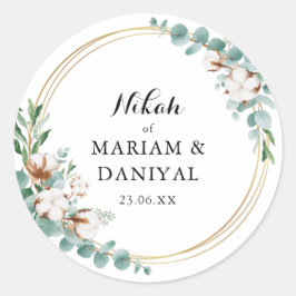 モダンなグリーンゴールドフラワームスリムの結婚式 ラウンドシール