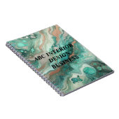 モダンなグリーンシルバーの大理石のテクスチャとタイポグラフィ ノートブック (右側)