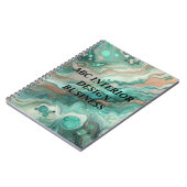 モダンなグリーンシルバーの大理石のテクスチャとタイポグラフィ ノートブック (左側)