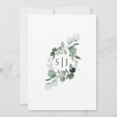 モダンなグリーンハートのホワイトウェディング招待状 招待状 (裏面)