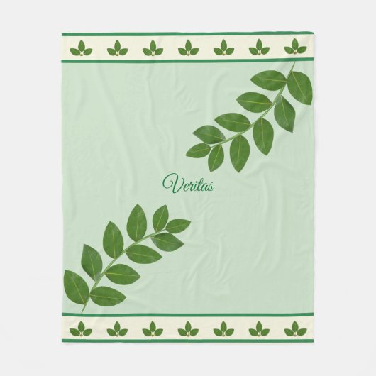モダンなグリーンベイリーフ フリースブランケット (正面)
