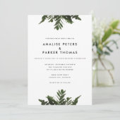 モダンなグリーンボタニカルウェディング招待状 招待状 (スタンド正面)
