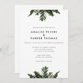 モダンなグリーンボタニカルウェディング招待状 招待状 (正面/裏面)