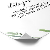 モダンなグリーンボタニカルフォリアージの日付ジャーサイン ポスター (角)