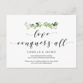 モダンなグリーンレイアウト、愛は全てを勝ち取る、延期 ポストカード