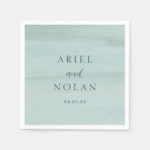 モダンなグリーン水彩　エレガントウェディング スタンダードカクテルナプキン (正面)