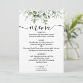モダンなグリーン系ユーカリの結婚式メニューカード 招待状 (スタンド正面)
