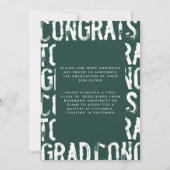 モダンなグリーン グランジー フォト 卒業発表 招待状 (裏面)