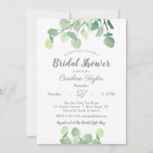モダンなグリーン シンプル ユーカリ ブライダル シャワー 招待状 (正面)