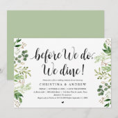 モダンなグリーン、結婚式のリハーサルディナー 招待状 (正面/裏面)