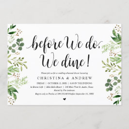 モダンなグリーン、結婚式のリハーサルディナー 招待状