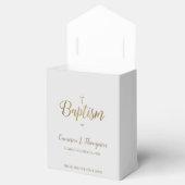 モダンなグレーのゴールドのクロス 洗礼 パーティー ありがとう フェイバーボックス (オープン)