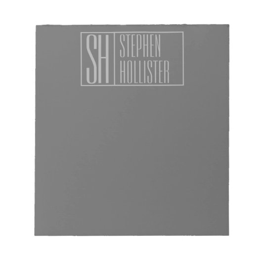 モダンなグレーのロゴ（ダークグレー背景） - イニシャル＆名前ロゴ ノートパッド (正面)