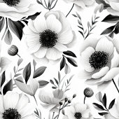 モダンなグレーの花柄カーテン　オーダーメイド名入り シャワーカーテン