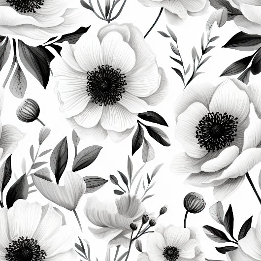 モダンなグレーの花柄カーテン　オーダーメイド名入り シャワーカーテン