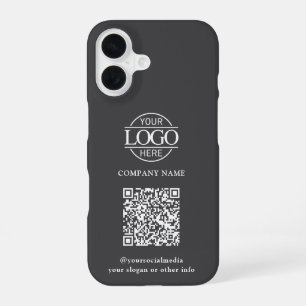 モダンなグレー ビジネス ロゴ & QRコード プロモーション iPhone 16ケース