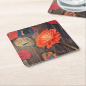 モダンなケシのコースター スクエアペーパーコースター (アングル)