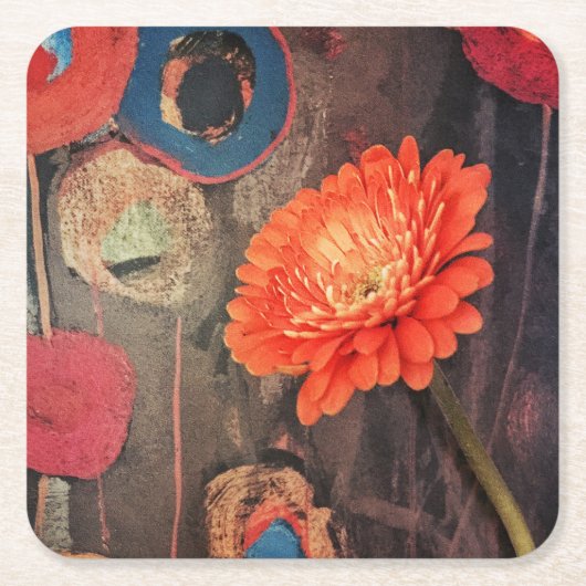 モダンなケシのコースター スクエアペーパーコースター (正面)