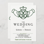 モダンなケルト人のCladdaghのハートの結婚式招待状 招待状 (正面/裏面)