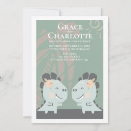 モダンなゲイ恐竜の二人の花嫁の結婚式 招待状