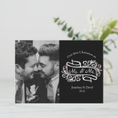 モダンなゲイ新婚夫婦のクリスマス写真グリーティング 招待状 (スタンド正面)