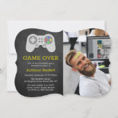 モダンなゲームオーバーの写真を使った独身パーティーの招待状 招待状 (正面)