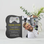 モダンなゲームオーバーの写真を使った独身パーティーの招待状 招待状 (スタンド正面)