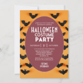 モダンなコウモリ柄のハロウィンコスチュームパーティー 招待状 (正面)