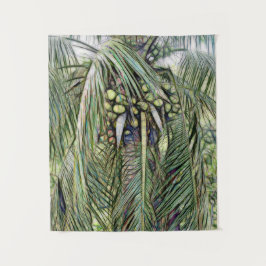 モダンなココナッツの木のトロピカルグリーン タペストリー