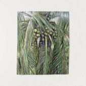 モダンなココナッツの木のトロピカルグリーン タペストリー (正面)